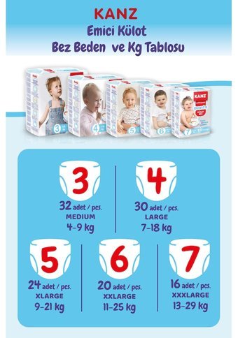 Kanz 3 Numara Külot Bebek Bezi 32'li