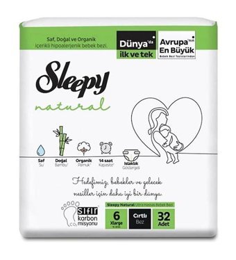 Sleepy Natural 6 Numara Bantlı Bebek Bezi 32'li