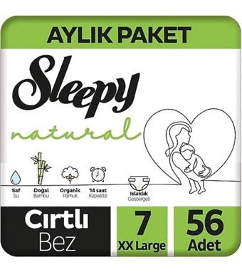 Sleepy Natural 7 Numara Bantlı Bebek Bezi 56'lı