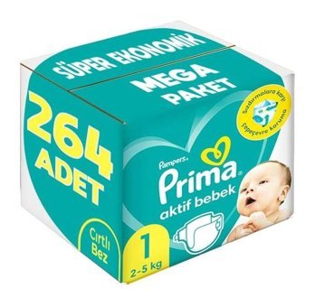 Prima 1 Numara Bantlı Bebek Bezi 264'lü
