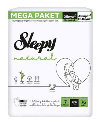 Sleepy Natural 7 Numara Bantlı Bebek Bezi 76'lı