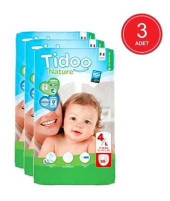 Tidoo Nature 4 Numara Organik Bantlı Bebek Bezi 3x50'li