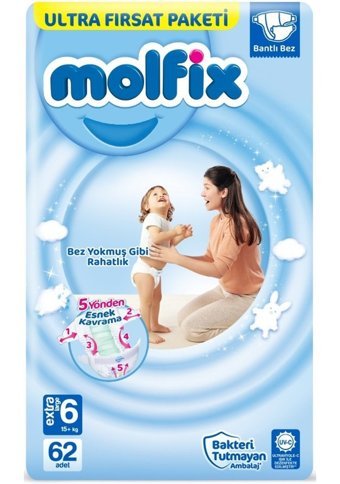 Molfix 6 Numara Bantlı Bebek Bezi 186'lı