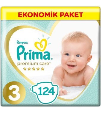 Prima Premium Care 3 Numara Bantlı Bebek Bezi 2x62'li