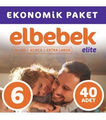 Elbebek Elite 6 Numara Bantlı Bebek Bezi 40'lı