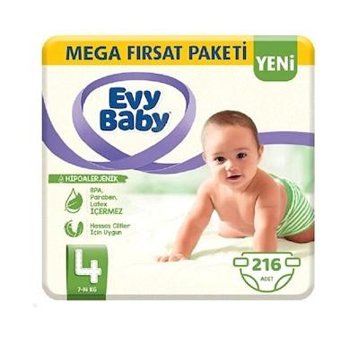 Evy Baby 4 Numara Bantlı Bebek Bezi 216'lı
