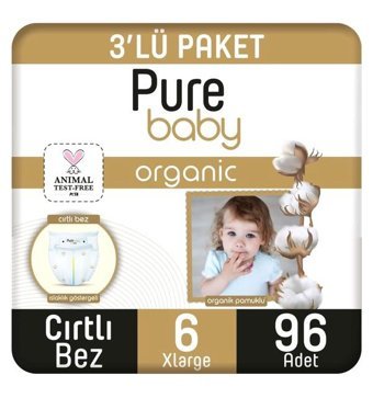 Pure Baby Organik 6 Numara Organik Bantlı Bebek Bezi 3x32'li