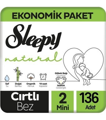 Sleepy Natural 2 Numara Bantlı Bebek Bezi 2x68'li
