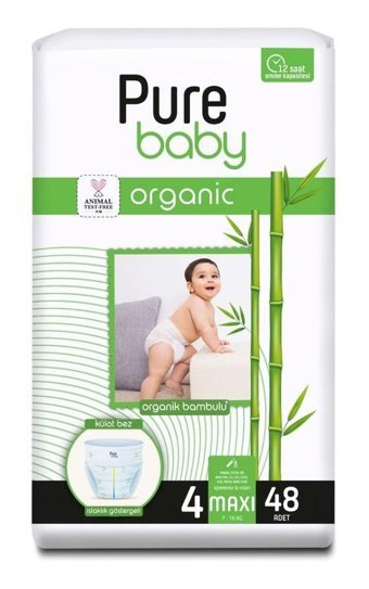 Pure Baby Organik 4 Numara Organik Külot Bebek Bezi 48'li