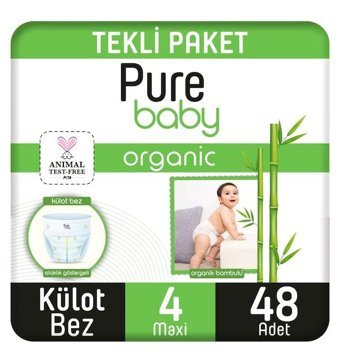 Pure Baby Organik 4 Numara Organik Külot Bebek Bezi 48'li