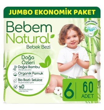 Bebem Natural 6 Numara Bantlı Bebek Bezi 60'lı