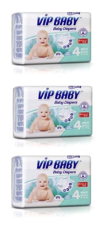 Bebiko Vip Baby 4 Numara Bantlı Bebek Bezi 3x32'li