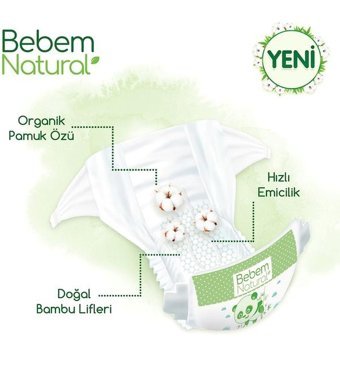 Bebem Natural 3 Numara Bantlı Bebek Bezi 102'li