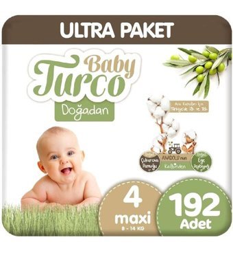 Baby Turco Doğadan 4 Numara Bantlı Bebek Bezi 2x96'lı