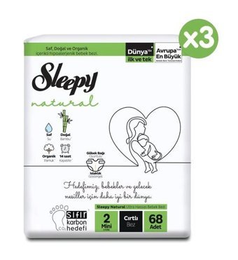 Sleepy Natural 2 Numara Bantlı Bebek Bezi 204'lü