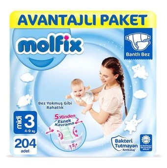 Molfix 3 Numara Bantlı Bebek Bezi 204'lü
