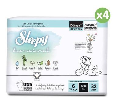 Sleepy Bio Natural 6 Numara Bantlı Bebek Bezi 128'li