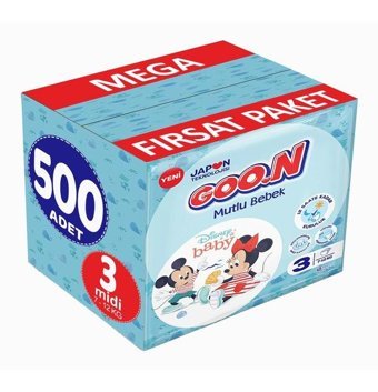 Goon Mutlu Bebek 3 Numara Bantlı Bebek Bezi 500'lü
