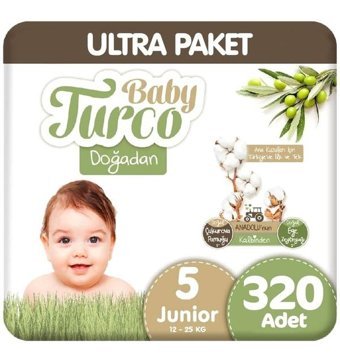 Baby Turco Doğadan 5 Numara Bantlı Bebek Bezi 320'li
