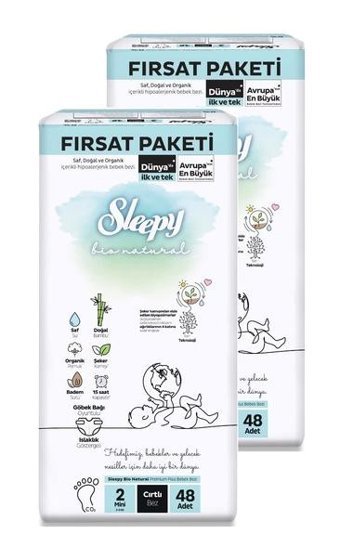 Sleepy Bio Natural 2 Numara Bantlı Bebek Bezi 96'lı