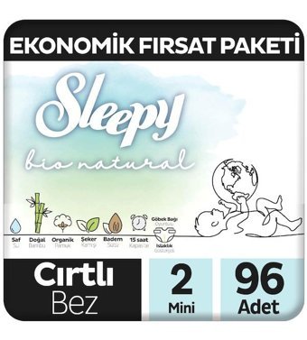 Sleepy Bio Natural 2 Numara Bantlı Bebek Bezi 96'lı