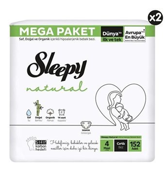 Sleepy Natural 4 Numara Bantlı Bebek Bezi 2x152'li