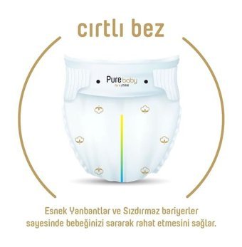 Pure Baby Organik 1 Numara Organik Bantlı Bebek Bezi 256'lı