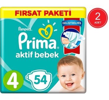 Prima Pampers 4 Numara Bantlı Bebek Bezi 2x54'lü