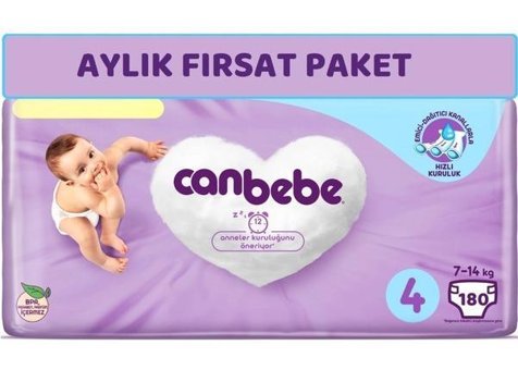 Canbebe 4 Numara Bantlı Bebek Bezi 180'li