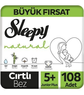 Sleepy Natural 5 Numara Bantlı Bebek Bezi 108'li