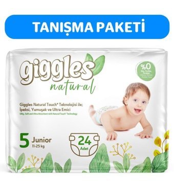 Giggles Natural 5 Numara Bantlı Bebek Bezi 24'lü