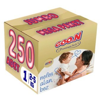 Goon Premium Soft 1 Numara Bantlı Bebek Bezi 250'li