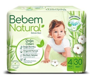 Bebem Natural 4 Numara Bantlı Bebek Bezi 30'lu