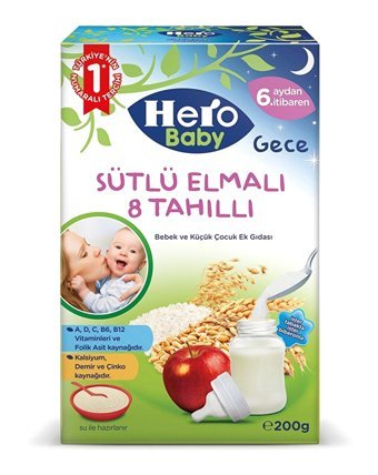 Hero Baby Gece Tahıllı Elmaılı Sütlü Kaşık Maması 200 gr