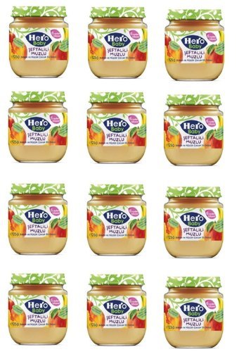 Hero Baby Tahılsız Glutensiz Muzlu Şeftali Kavanoz Maması 12x125 gr