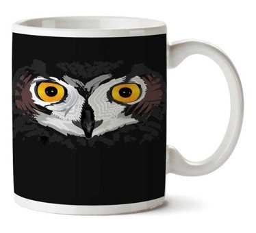 Art Hediye Owl Eyes Black İki Tarafı Baskılı Kupa Bardak