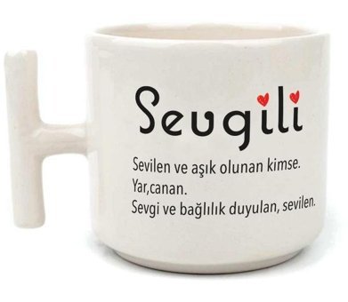 Mor Mürekkep Sevgili Baskılı Beyaz Kulplu T Kupa