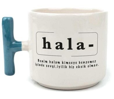 Mor Mürekkep Hala Baskılı Mavi Kulplu T Kupa
