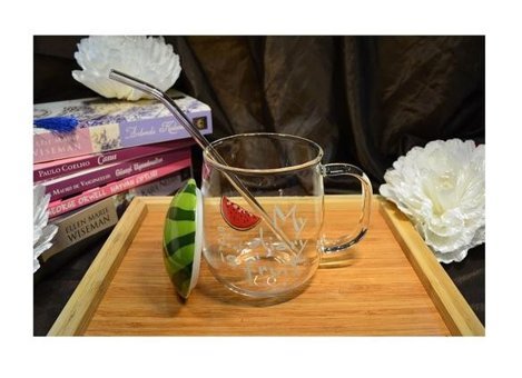 Çılgıntrend Cam Pipetli Kupa Yeşil 420 ml
