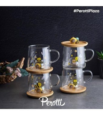 Perotti Felix Bambu Kapaklı Cam Kupa Arı-Bee