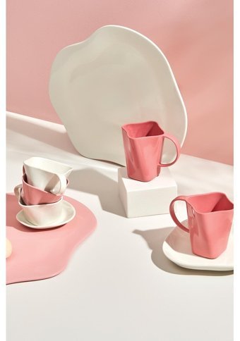 Kütahya Porselen Skallop Mug 290 Cc Pembe