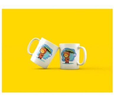 Mini Maker Kids Beyaz Hüzünlü Kedi Kupa Bardak