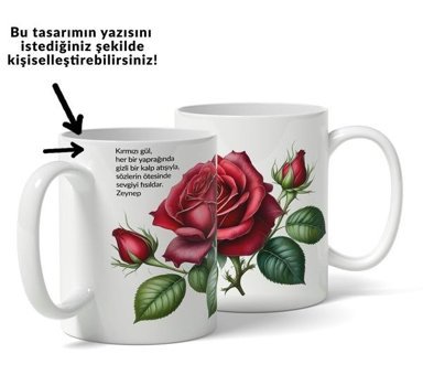 Kreatif Kupa Kişiye Özel Çiçekli Kupa, Sevgiliye Hediye