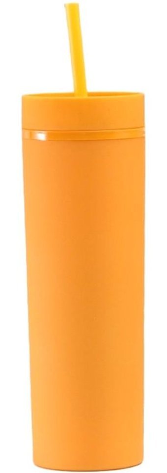 Luckystar Düz Renk 16Oz Çift Katlı Plastik Kupa - Sarı