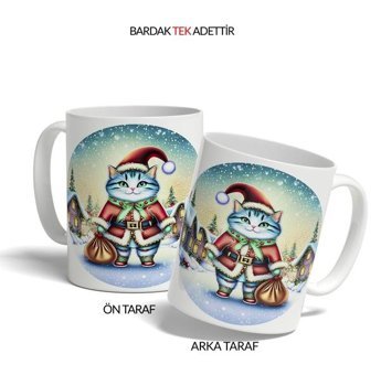Kreatif Kupa Kişiye Özel Kedili Kupa Yılbaşı Kupası
