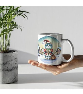 Kreatif Kupa Kişiye Özel Kedili Kupa Yılbaşı Kupası
