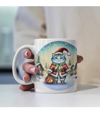 Kreatif Kupa Kişiye Özel Kedili Kupa Yılbaşı Kupası