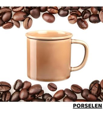 Milena Life Point Porselen Kupa Bardak Kahverengi 250 ml