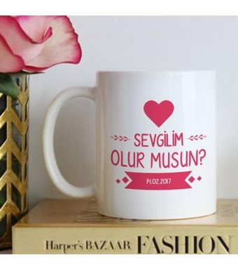 Bk Kişiye Özel Sevgilim Olur Musun Beyaz Kupa Bardak