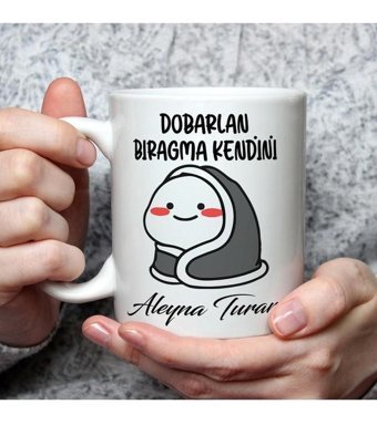 Mor Mürekkep Dobarlan Bıragma Kendini Baskılı Beyaz Kupa